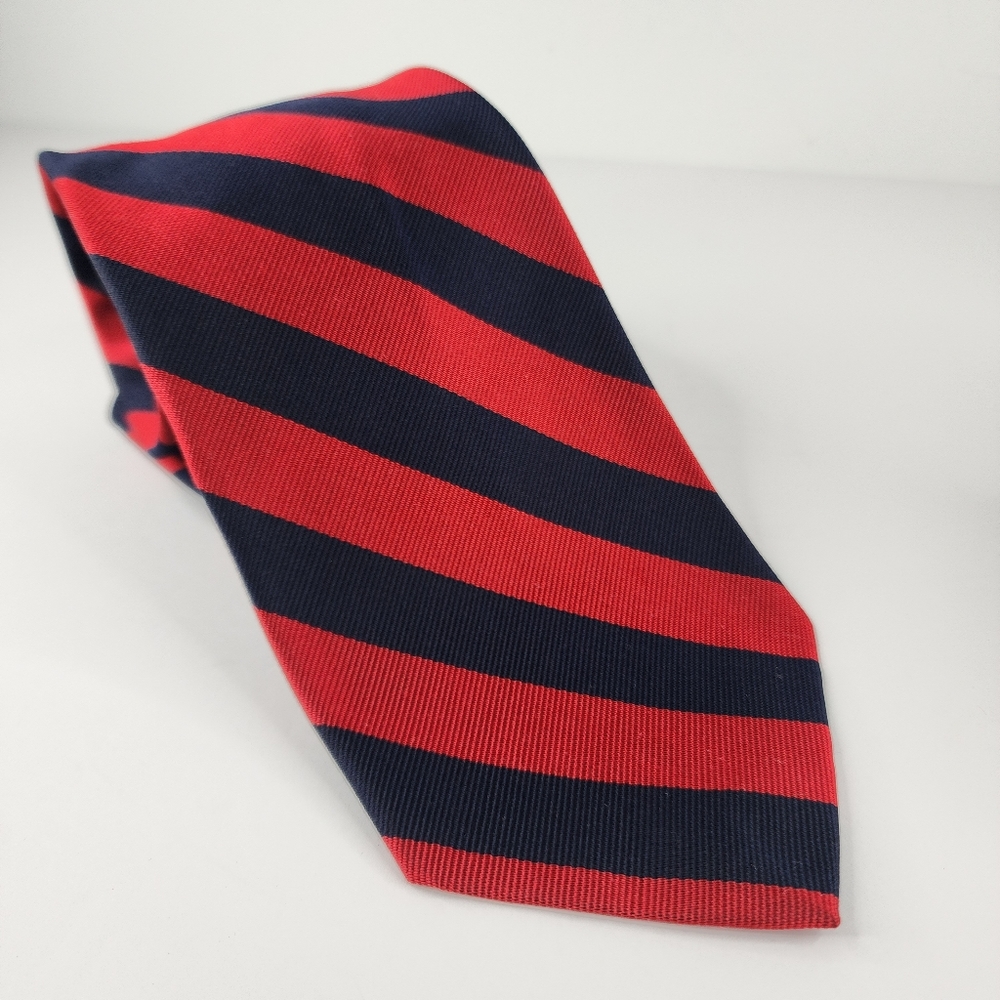 BERT PULITZER Red & Blue Stripe Silk Tie.